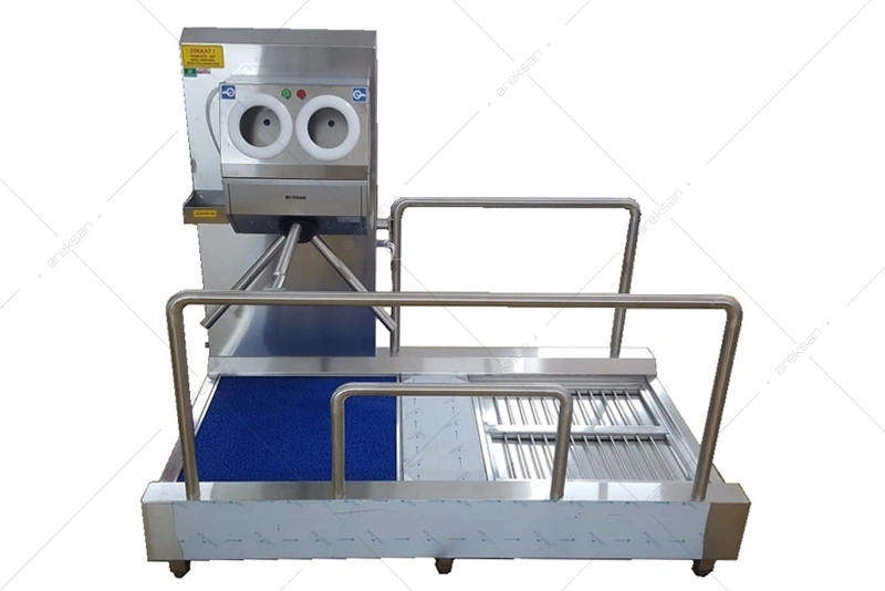 turnstile hand and foot disinfection line 304 stainless steel general view