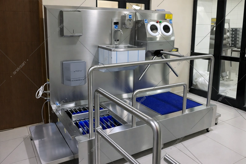brush type hygiene corridor with sink 304 stainless steel turnstile barrier general view