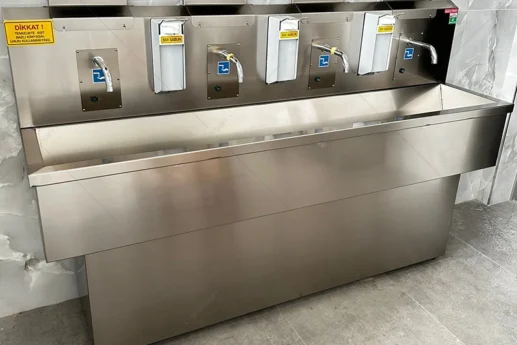 industrial sensor handwashing sink bellows trap waste drainage system detail