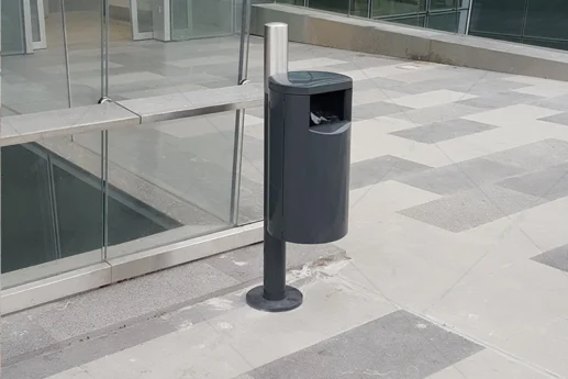 SWB-143 flanged floor-mounted outdoor waste bin front view