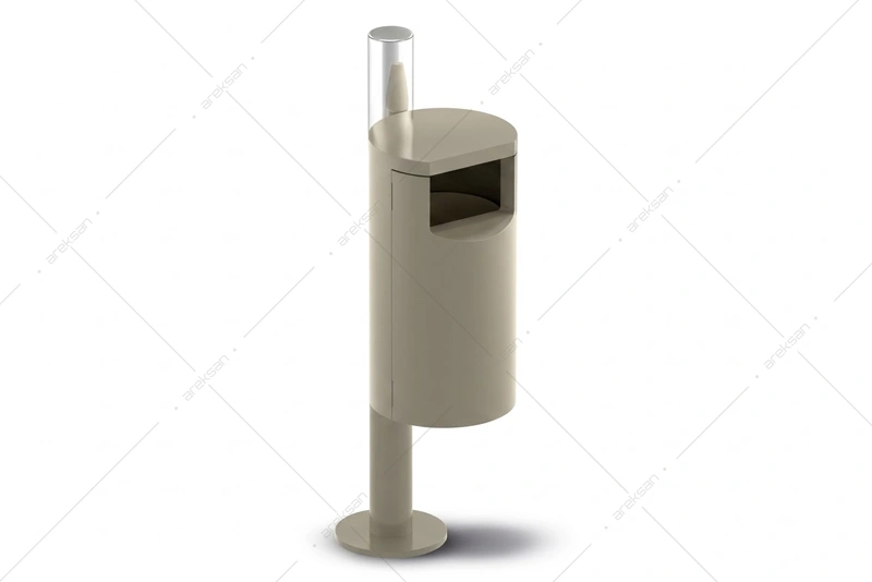 Flanged Floor-Mounted Outdoor Waste Bin - Görsel 2