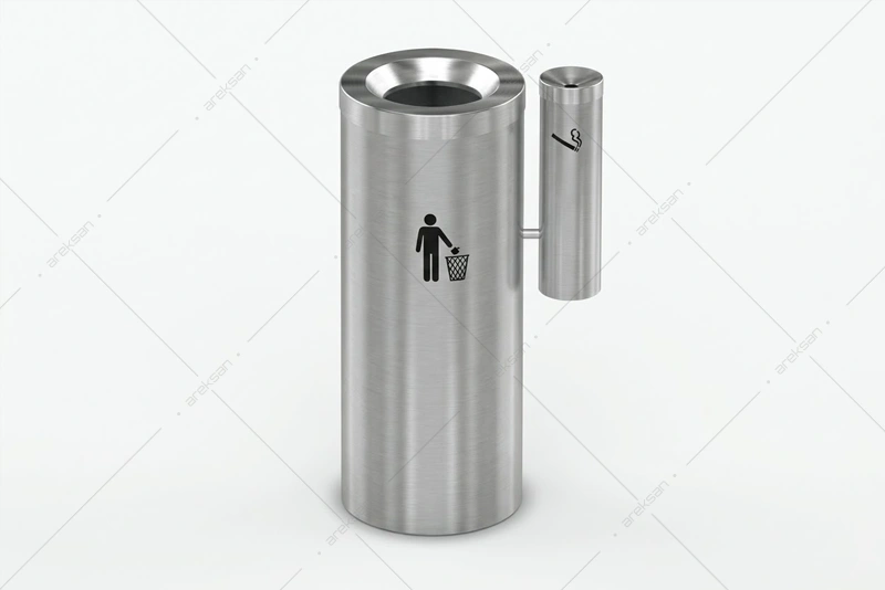 SWB-104 stainless steel outdoor waste bin with side ashtray