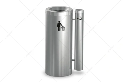 SWB-105 stainless steel outdoor waste bin with tall side ashtray