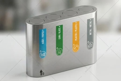 SRB-106 four-compartment recycling unit with closed lid covers