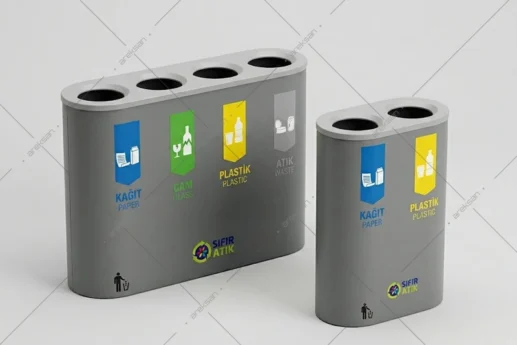 SRB-107 powder-coated recycling bin with open-top sorting compartments