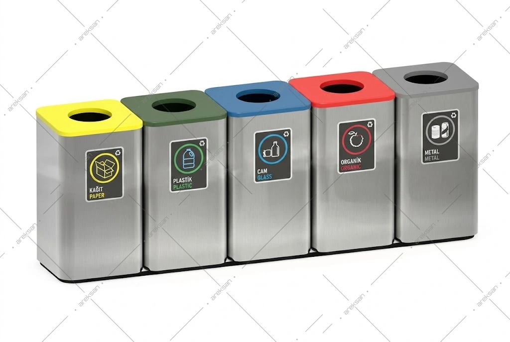 Powder-Coated Recycling Bin