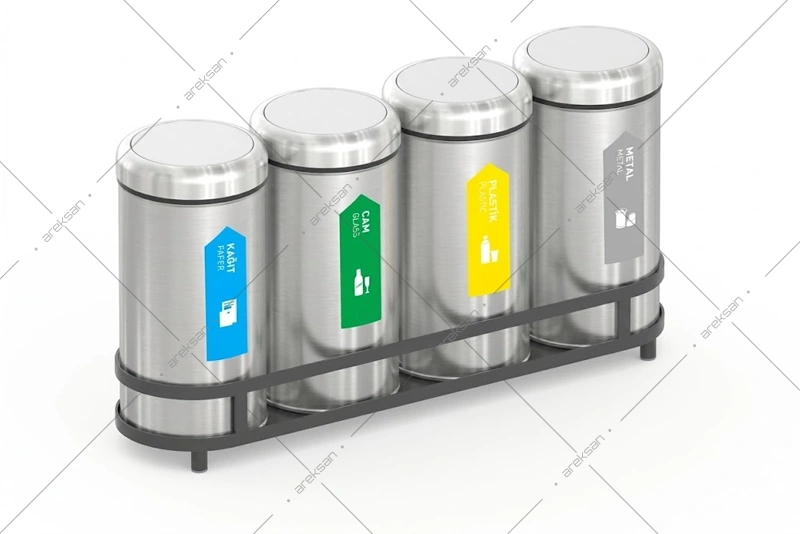 SRB-199 stainless steel recycling bin set