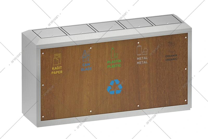 SRB-204 304 stainless steel recycling bin with pine wood
