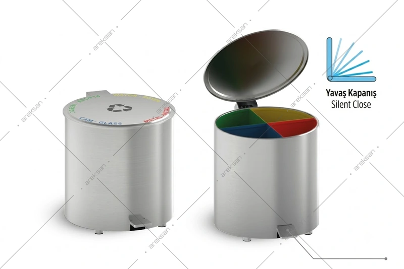 SRB-221 304 stainless steel pedal recycling bin