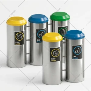 SRB-288 stainless steel recycling bin set
