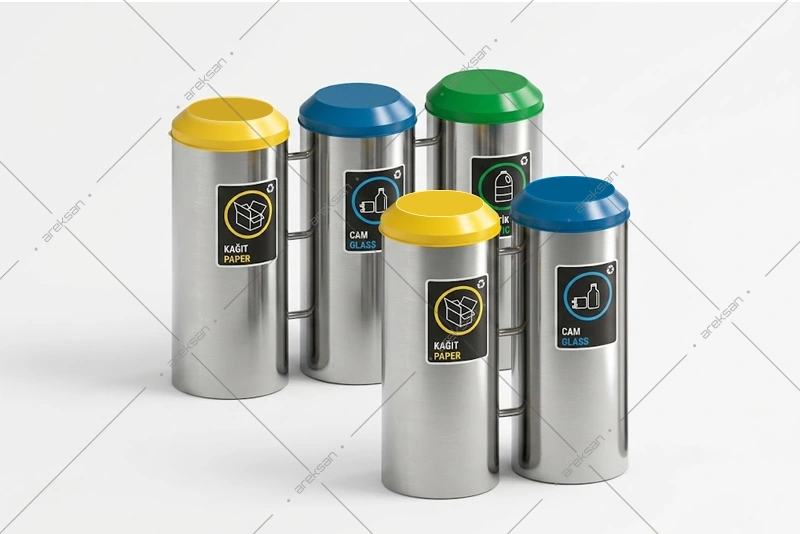 SRB-288 stainless steel recycling bin set