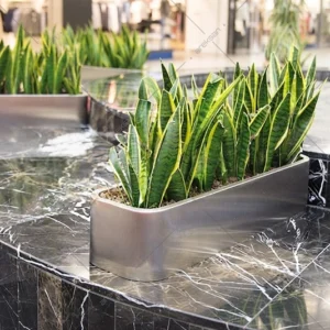 Areksan Mimosa rounded-corner rectangular stainless steel planter